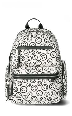 Madden NYC Smiley Face Backpack 18.5" Dome Pouch Tech Sleeve School Travel New